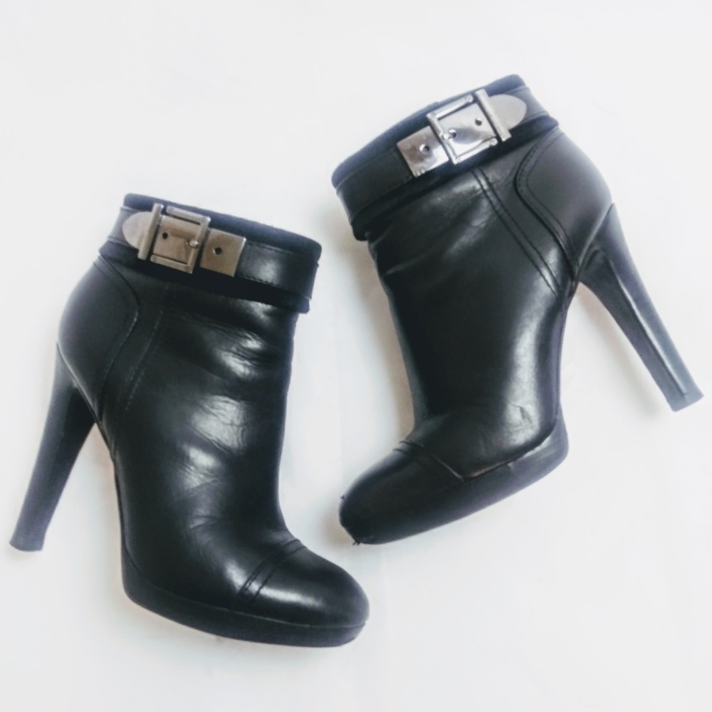 TORY BURCH BLACK LEATHER SUEDE ANKLE BOOTIES VGUC